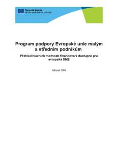 Program podpory Evropské unie malým a středním podnikům Přehled hlavních možností financování dostupné pro evropské SME listopad 2008