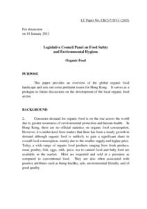 LC Paper No. CB[removed]For discussion on 10 January 2012 Legislative Council Panel on Food Safety and Environmental Hygiene