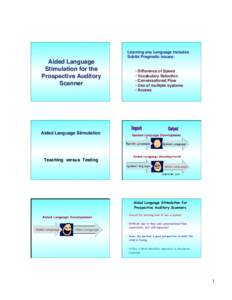 Learning any Language Includes Subtle Pragmatic Issues: Aided Language Stimulation for the Prospective Auditory