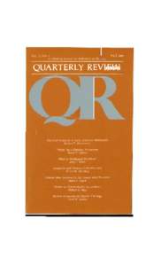 VOL. 5, NO. 3 A Scholarly Journal for Reflection on M FALL[removed]QUARTERLY REVIEW