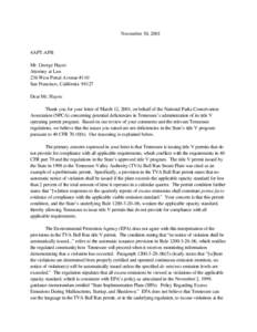 Response to March 12, 2001 National Parks Conservation Association Comments on Tennessee's Title V Program