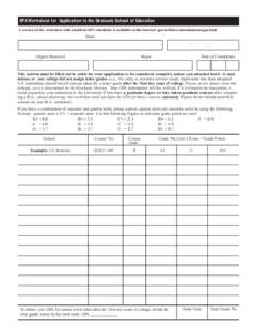 GPA Worksheet for Application to the Graduate School of Education A version of this worksheet with a built-in GPA calculator is available on the Internet: gse.berkeley.edu/admin/sas/gpa.html. Name — Degree Received