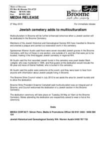 Microsoft Word - MEDIA RELEASE - Jewish cemetery