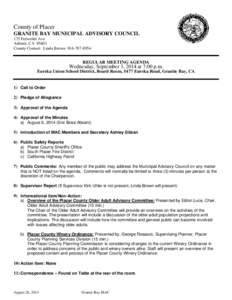 County of Placer GRANITE BAY MUNICIPAL ADVISORY COUNCIL 175 Fulweiler Ave Auburn, CA[removed]County Contact: Linda Brown[removed]