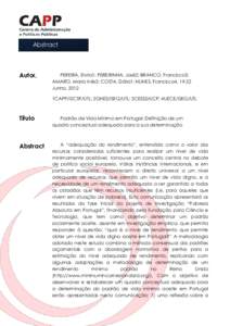 Abstract Pt/En Autor, Data  PEREIRA, Elvira1; PEREIRINHA, José2; BRANCO, Francisco3;