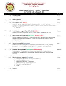 Napa-Lake Workforce Investment Board Lake County Standing Committee Meeting Agenda Thursday, November 14, 2013  1:15 p.m.  @ WorkforceLake