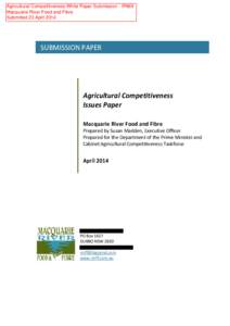 Microsoft Word - MRFF Submission - Federal Agricultural Competitiveness Issues Paper - April 2014