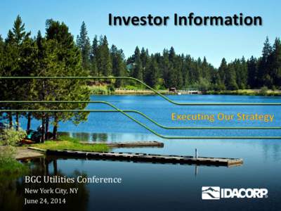 Investor Information  BGC Utilities Conference New York City, NY June 24, 2014
