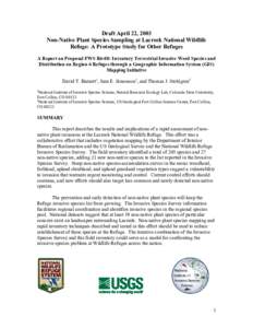 Draft April 22, 2003 Non-Native Plant Species Sampling at Lacreek National Wildlife Refuge: A Prototype Study for Other Refuges A Report on Proposal FWS R6-08: Inventory Terrestrial Invasive Weed Species and Distribution