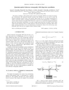 PHYSICAL REVIEW A, VOLUME 65, Quantum-optical coherence tomography with dispersion cancellation Ayman F. Abouraddy, Magued B. Nasr, Bahaa E. A. Saleh, Alexander V. Sergienko, and Malvin C. Teich* Quantum Imaging 