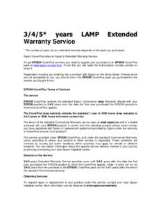 3/4/5* years Warranty Service LAMP  Extended