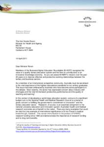 Letter to Minister Roxon, 14 April 2011 re Cuts to NHMRC Research Funding Centre