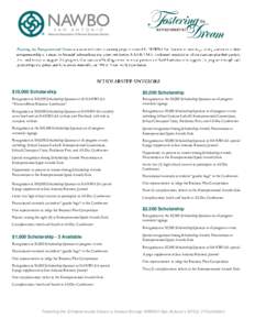 $10,000 Scholarship  $5,000 Scholarship Recognition as $10,000 Scholarship Sponsor at all NAWBO-SA “Women Mean Business Luncheons”