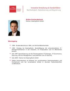 Stefan Pechardscheck  Partner, BearingPoint GmbH Werdegang