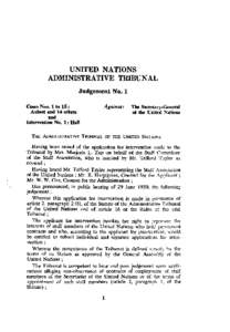 UNITED NATIONS ADMINISTRATIVE TRIBUNAL Judgemeut Cases Nos. 1 to 15 : Aubert and 14 others