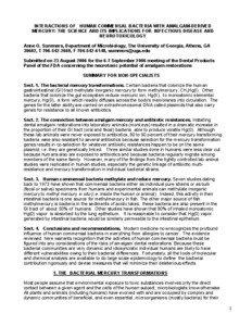 INTERACTIONS OF HUMAN COMMENSAL BACTERIA WITH AMALGAM-DERIVED MERCURY: THE SCIENCE AND ITS IMPLICATIONS FOR INFECTIOUS DISEASE AND NEUROTOXICOLOGY