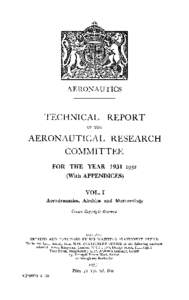 AERONAUTICS  TECHNICAL REPORT OF THE  AERONAUTICAL RESEARCH