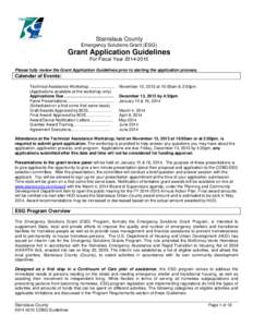 Stanislaus County Emergency Solutions Grant (ESG) Grant Application Guidelines For Fiscal Year[removed]Please fully review the Grant Application Guidelines prior to starting the application process.