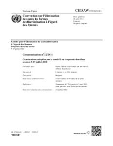CEDAW/C/52/DNations Unies Convention sur l’élimination de toutes les formes