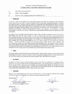 PALM BEACH COUNTY COMMISSION ON ETHICS  COMPLIANCE REVIEW MEMORANDUM To:  Alan Johnson, Executive Director