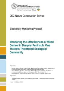 DEC Nature Conservation Service  Biodiversity Monitoring Protocol Monitoring the Effectiveness of Weed Control in Dampier Peninsula Vine