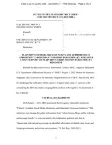 Case 1:11-cv[removed]JDB Document 17 Filed[removed]Page 1 of 24  IN THE UNITED STATES DISTRICT COURT FOR THE DISTRICT OF COLUMBIA __________________________________________ )