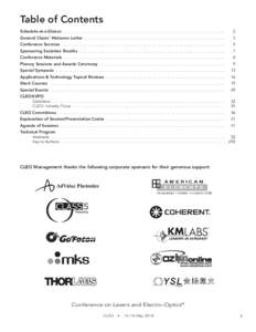 Table of Contents Schedule-at-a-Glance  .  .  .  .  .  .  .  .  .  .  .  .  .  .  .  .  .  .  .  .  .  .  .  .  .  .  .  .  .  .  .  .  .  .  .  .  .  .  .  .  .  .  .  .  .  .  .  .  .  .  .  .  .  .  .  .  .  .  .  .  