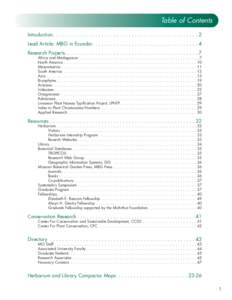 Table of Contents Introduction. . . . . . . . . . . . . . . . . . . . . . . . . . . . . . . . . . . . . . . . . . . . . . . . 2 Lead Article: MBG in Ecuador. . . . . . . . . . . . . . . . . . . . . . . . . . . . . . . . 