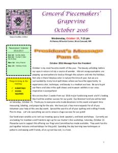 Concord Piecemakers’ Grapevine Oct 21 Maureen Blanchard, Cobblestone Quilts  October 2016