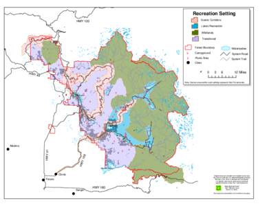 Recreation Setting Scenic Corridors HWY 120  Lakes Recreation