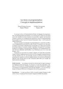 Les lieurs en programmation Concepts et implémentations Pierre-Évariste Dagand Équipe Whisper  Frédéric Peschanski