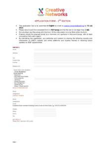 APPLICATION FORM – 2ND EDITION     