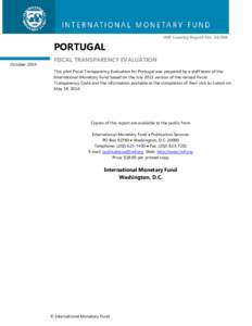 Portugal: Fiscal Transparency Evaluation; IMF Country Report; September 2014