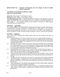 REGULATION[removed]Standard of Performance for New Storage Vessels for Volatile Organic Compounds  Air Pollution Control District of Jefferson County