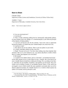 Back to Black Claudio Calosi Department of Basic Sciences and Foundations, University of Urbino, Urbino (Italy) Achille C. Varzi Department of Philosophy, Columbia University, New York (USA)