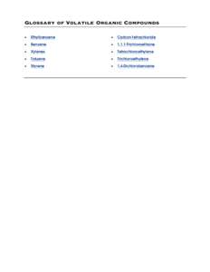 Glossary of Volatile Organic Compounds   • Ethylbenzene