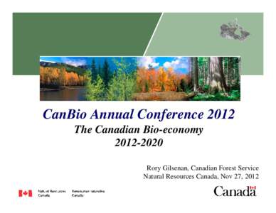 CanBio Annual Conference 2012 The Canadian Bio-economyRory Gilsenan, Canadian Forest Service Natural Resources Canada, Nov 27, 2012