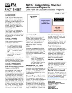 FACT SHEET  SURE - Supplemental Revenue Assistance Payments 2008 Farm Bill Disaster Assistance Programs October 21, 2008