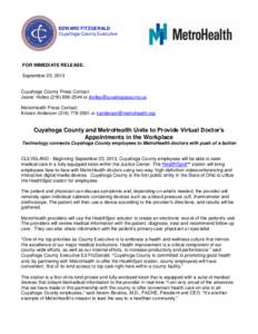 EDWARD FITZGERALD Cuyahoga County Executive FOR IMMEDIATE RELEASE: September 25, 2013