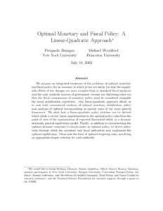 Monetary policy / Macroeconomic model / Real versus nominal value / Optimal tax / Monetary inflation / Michael Woodford / Economics / Macroeconomics / Inflation