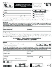 R-620INS[removed]Filing Period Request for Refund of Louisiana Citizens Property Insurance Corporation