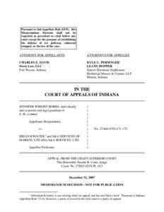 Pursuant to Ind.Appellate Rule 65(D), this Memorandum Decision shall not be regarded as precedent or cited before any court except for the purpose of establishing the defense of res judicata, collateral estoppel, or the 