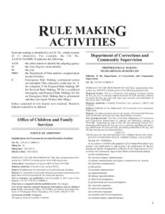 RULE MAKING ACTIVITIES Each rule making is identified by an I.D. No., which consists of 13 characters. For example, the I.D. No. AAM[removed]E indicates the following: