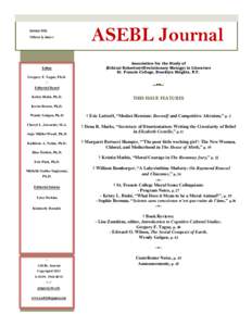 January 2013 Volume 9, Issue 1 ASEBL Journal  Editor