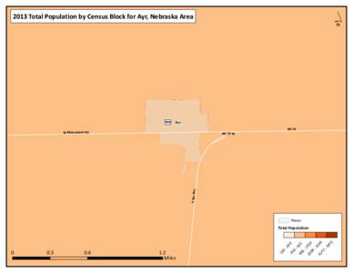 ´  2013 Total Population by Census Block for Ayr, Nebraska Area 904