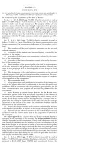 CHAPTER 23 HOUSE BILL No[removed]AN ACT amending the Kansas commemorative coin design concept act; amending K.S.A[removed]Supp[removed], [removed]and[removed]and repealing the existing sections.  Be it enacted by the Legislat