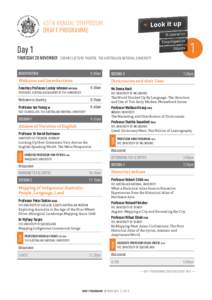 45TH ANNUAL SYMPOSIUM DRAFT PROGRAMME Day 1 THURSDAY 20 NOVEMBER  COOMBS LECTURE THEATRE, THE AUSTRALIAN NATIONAL UNIVERSITY REGISTRATION