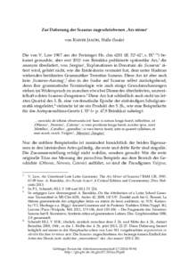 Zur Datierung der Scaurus zugeschriebenen ‚Ars minor‘ von RAINER JAKOBI, Halle (Saale) Die von V. Law 1987 aus der Freisinger Hs. clmff. 52r-62v, s. IX2./4.) bekannt gemachte, aber erst 2013 von Reinikka publi