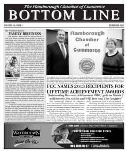 The Flamborough Chamber of Commerce  BOTTOM LINE VOLUME 10, ISSUE 1  FEBRUARY, 2013