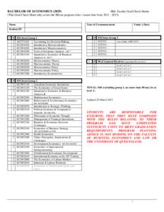 BACHELOR OF ECONOMICSBEL Faculty Grad Check Sheets (This Grad Check Sheet only covers the BEcon program rules / course lists fromName